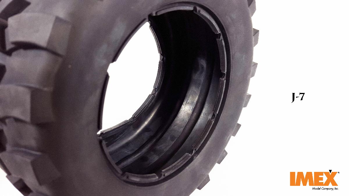 J-7 Tires w/ Pluto Beadlock Rims (Black/Blue) (1 Pair) - Prebuilt Monster Truck Tires